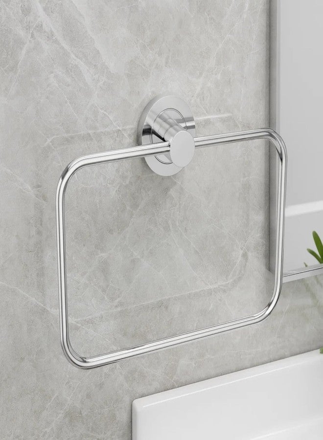 Well Set حلقة مناشف يدوية من الفولاذ المقاوم للصدأ من ويل سيت للحمام وحوض الغسيل | حامل مناديل مثبت على الحائط للاستخدام في المطبخ والمنزل | تصميم مربع صغير الحجم (عبوة من قطعتين، طلاء كروم) - Image 5